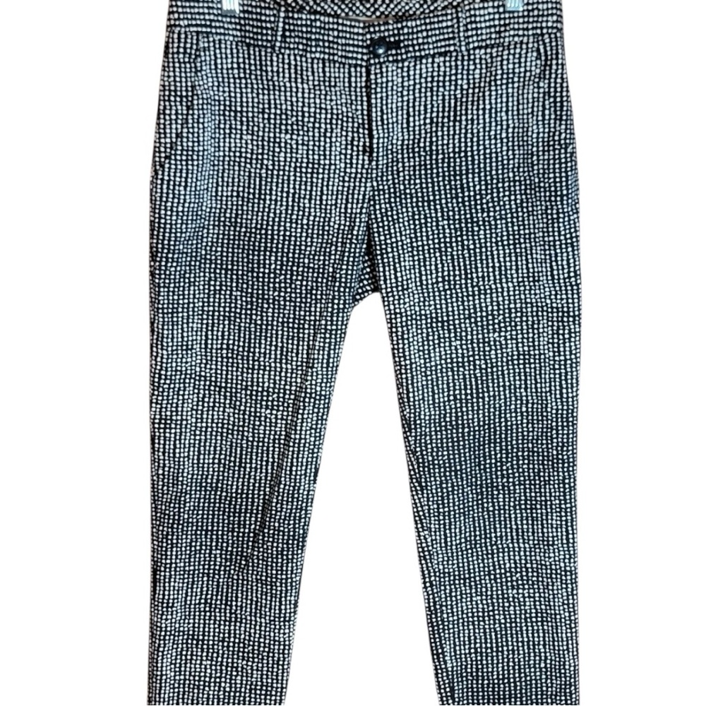 BANANA REPUBLIC Black/White Dot Patterned Cotton Cropped Stretch Chinos 10